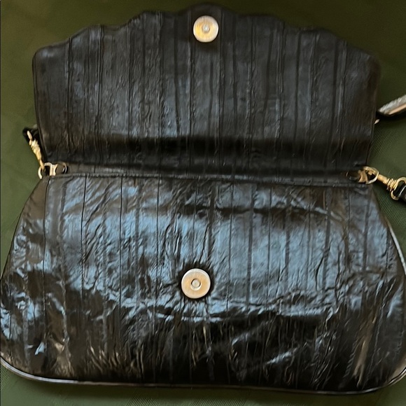 Vintage Elegant Black Quilted Eel-skin Women's Bag - Picture 3 of 7